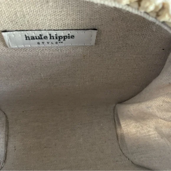 Haute Hippie Woven Raffia/Straw Crossbody Bag Gold Chain Strap - Picture 13 of 16